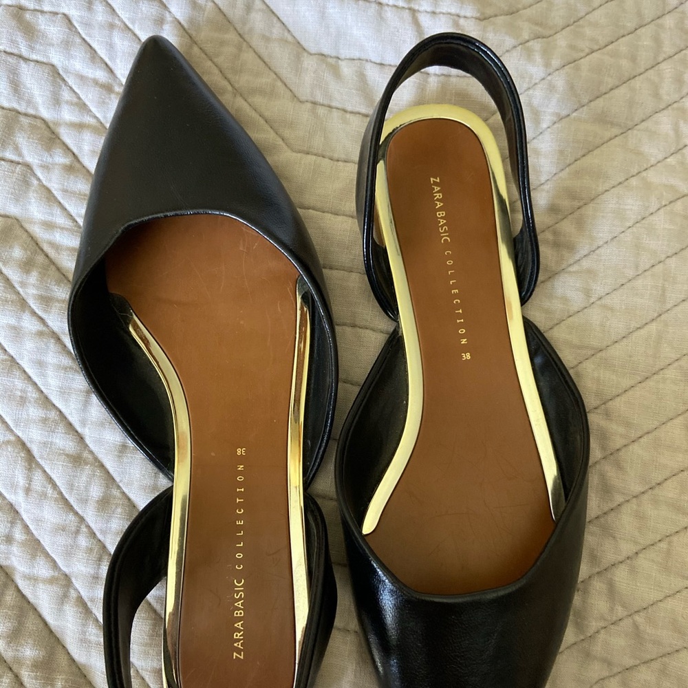 Zara Basics Black slingback flats